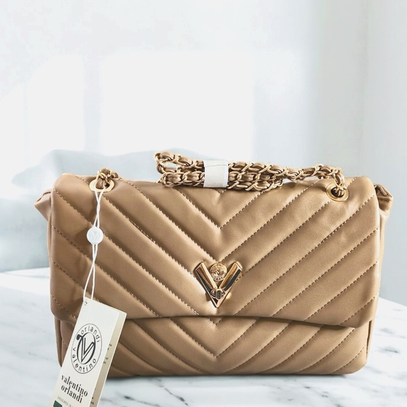 Valentino Orlandi Handbags - NWT Valentino Orlandi Oversized Quilted Bag, Taupe